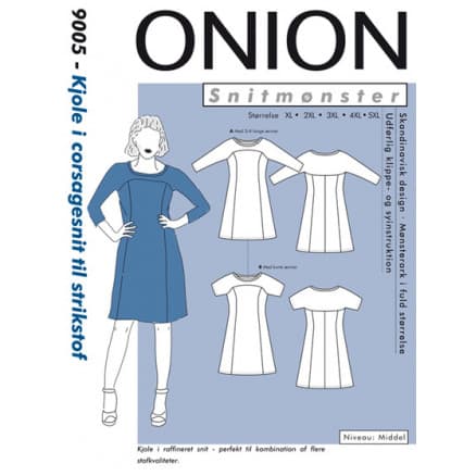 ONION Snittmönster Plus 9005 Klänning i Corsagesnitt Str. XL-5XL