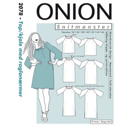 ONION Snittmönster 2078 Topp/klänning med raglanärmar Storlek 34-46