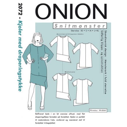 ONION Snittmönster 2072 Klänning med Draperad Fåll Str. XS-XL