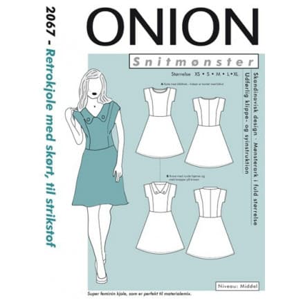 ONION Snittmönster 2067 Retroklänning med Skört Str. XS-XL