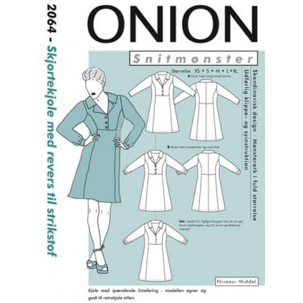 ONION Snittmönster 2064 Skjortklänning med revers Str. XS-XL
