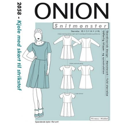 ONION Snittmönster 2058 Klänning med Skört Str. XS-XL