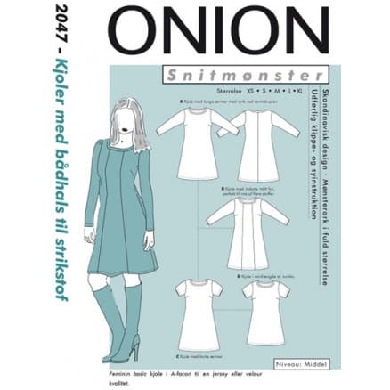 ONION Snittmönster 2047 Klänning med Båturringning Str. XS-XL