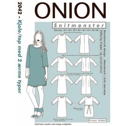 ONION Snittmönster 2042 Klänning/Topp med 2 ärmtyper Storlek 34-48