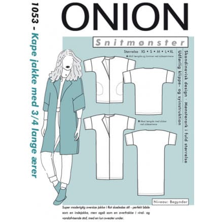 ONION Snittmönster 1053 Cape-jacka med 3/4 ärmar Str. XS-XL