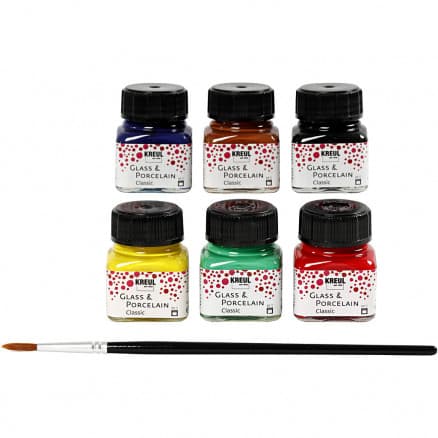 Glas- och porslinsfärg, Ass. färger, klassisk, 6x20ml