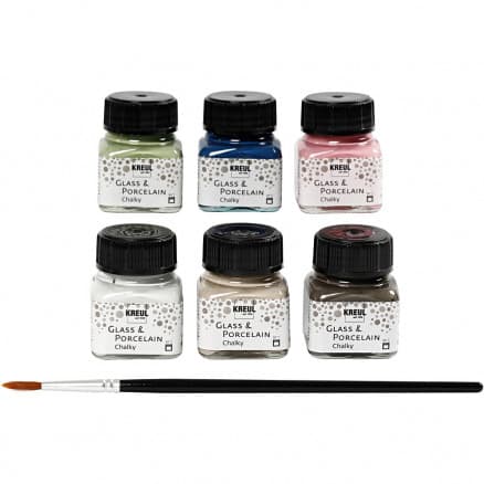 Glas- och porslinsfärg, Ass. färger, kritaktig, 6x20ml
