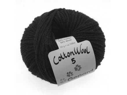 Gepard Garn CottonWool 5 Unicolor 599 Svart