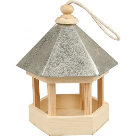 Fågelbord med zinktak, stl. 22x18x16,5 cm, 1 st., furu