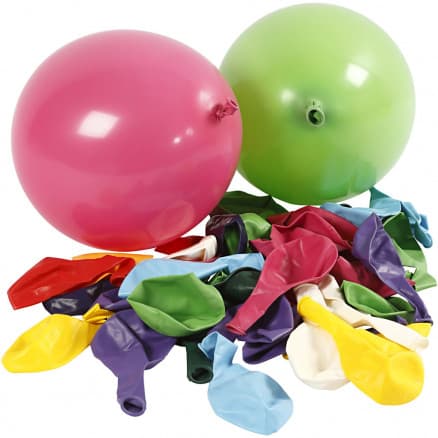 Ballonger, diam. 23 cm, Ass. färger, runda, 100 st.