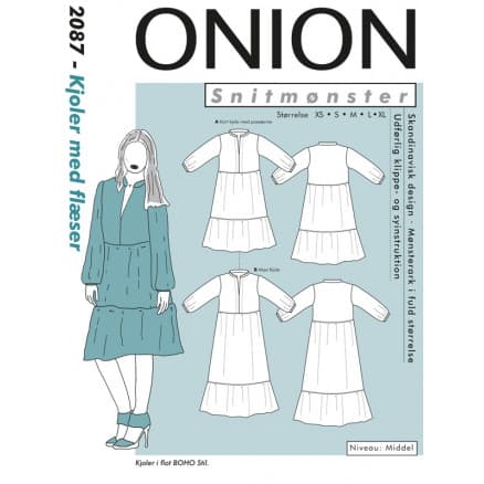 ONION Snittmönster 2087 Klänning med volanger Str. XS-XL