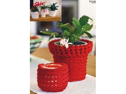 Hoooked Ã–verdrag till blomkruka och ljusstake - 3 st. överdrag Virk-kit