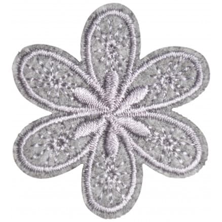 Strykmärke Blomma Grå 4,5x4cm