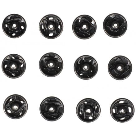 Tryckknappar Svart 9 mm - 12 st