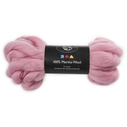 Kardad ull - Merino Garn, 21 my, 100 g, rosa
