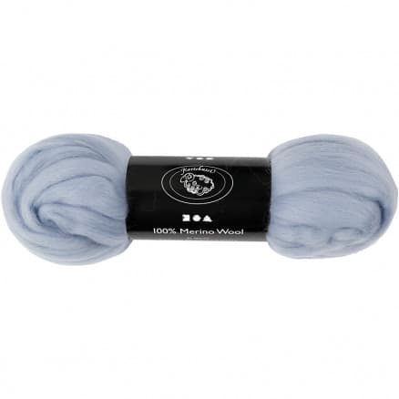 Kardad ull - Merino Garn, 21 my, 100 g, isblå
