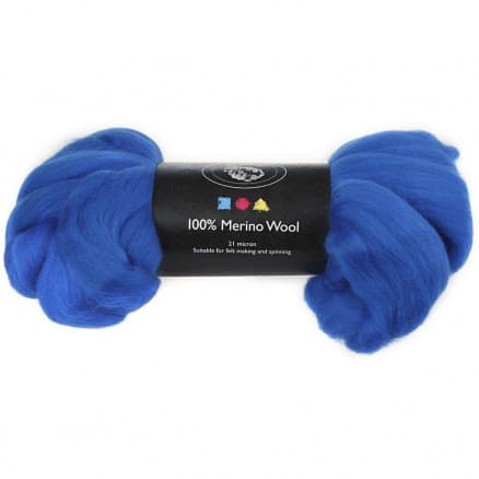 Kardad ull - Merino Garn, 21 my, 100 g, koboltblå