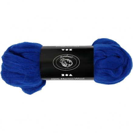 Kardad ull - Merino Garn, 21 my, 100 g, kungsblå