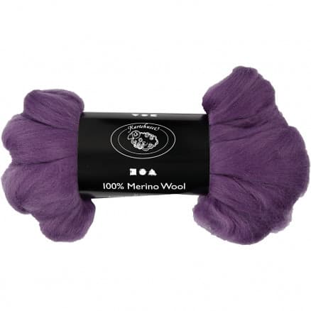 Kardad ull - Merino Garn, 21 my, 100 g, violett