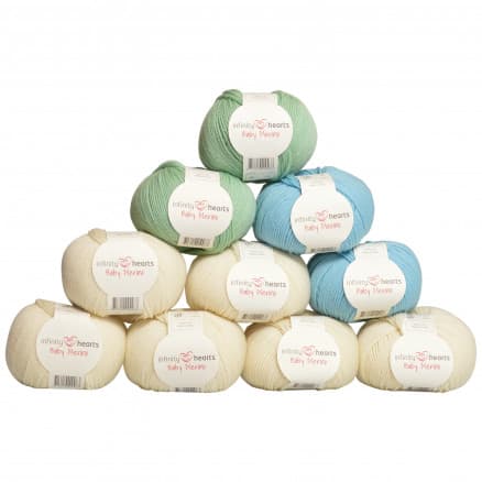 Infinity Hearts Baby Merino Garnpaket 22 Baby Blå och Grön - 10 st