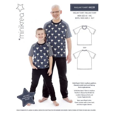 MiniKrea Raglan T-Shirt Storlek 2-16 �r / XS-XXL