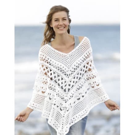 Light's Embrace by DROPS Design - Poncho virkmönster strl. S/M - XXL/XXXL