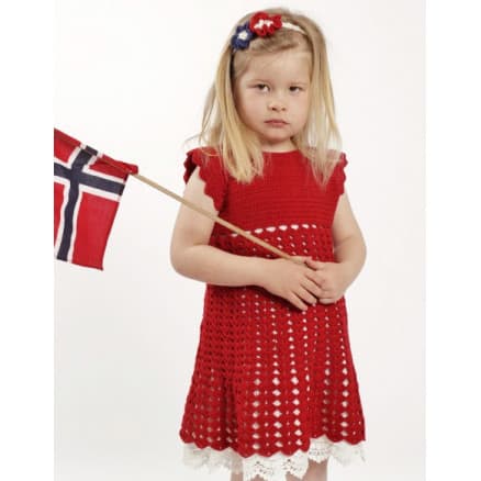 Princess Matilde by DROPS Design - Klänning och hårband Virk-mönster strl. 2 år - 9/10 år