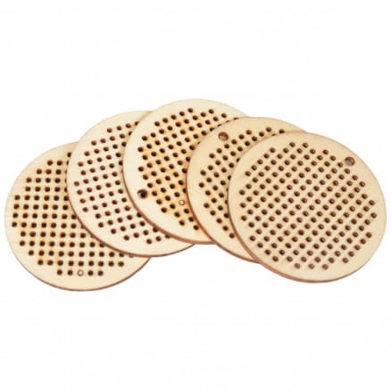 Infinity Hearts Broderi/Korsstygn Träplatta/Nyckelring Rund Ø5cm - 5 st