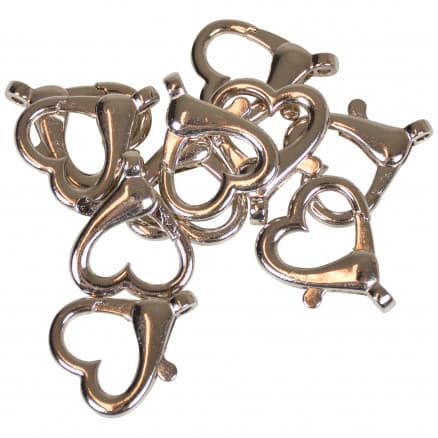 Infinity Hearts Karbinhake Hjärta Metall Silver 22x26x5mm - 10 st.