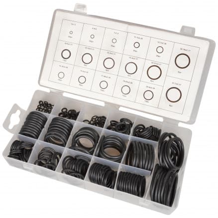 Infinity Hearts O-ringar Assortiment Deluxe Gummi Svart 17 Ass. Storlekar 3-31mm - 222 st.