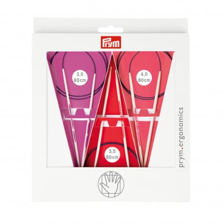 Prym Ergonomics Rundstickeset Plast 80cm 3,0-4,0 mm 3 storlekar