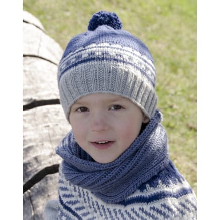 Little Adventure Set by DROPS Design - Mössa och halsvärmare Stick-mönster strl. 3/5 - 10/12 år