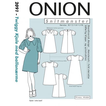 ONION Snittmönster Twiggy Klänning med Ballongärmar