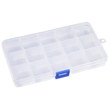 Sortiment Låda Plast Transparent 17,5x10x2,2cm - 15 fack