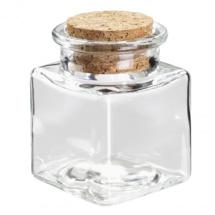 Glasflaska / Burk Fyrkantig med Korklock 40ml 4,5x4,5x6cm - 1 st