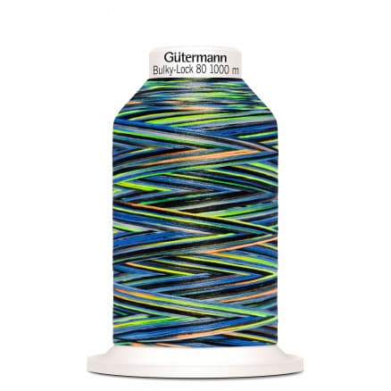 Gütermann Bulky-Lock 80 Multi Svart/Blå/Grön Sytråd Polyester 9858 - 1000m