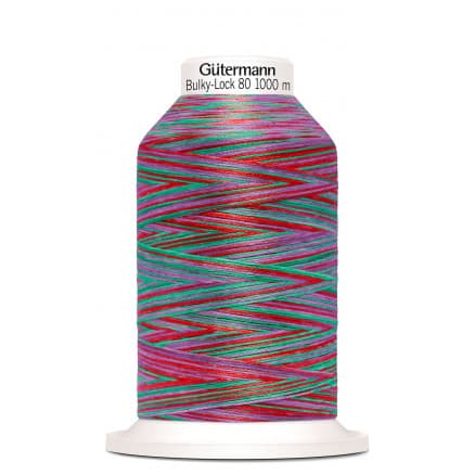 Gütermann Bulky-Lock 80 Multi Röd/Grön/Lila Sytråd Polyester 9893 - 1000m
