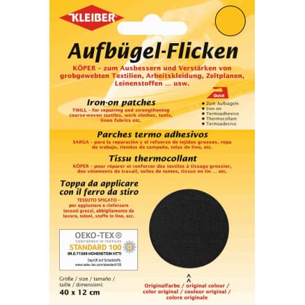 Kleiber Strykmärke/Reparationslapp Bomull Svart 40x12 cm - 1 st