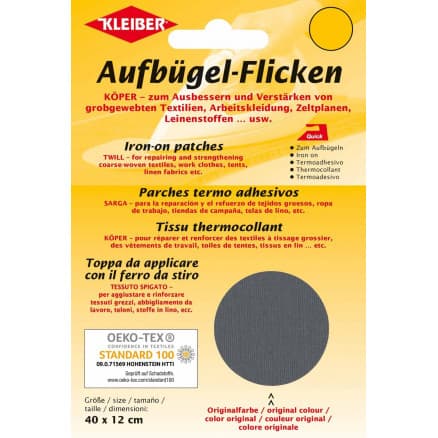 Kleiber Strykmärke/Reparationslapp Bomull Mörkgrå 40x12 cm - 1 st