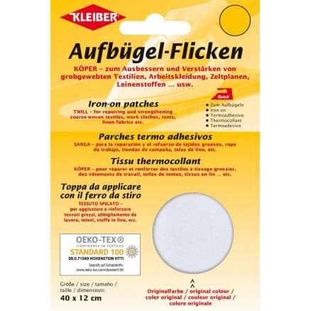 Kleiber Strykmärke/Reparationslapp Bomull Vit 40x12 cm - 1 st
