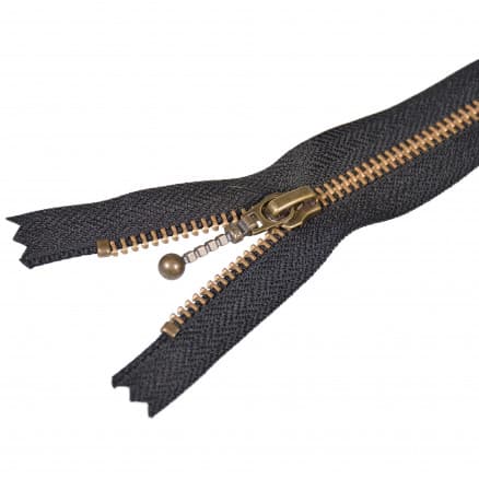 YKK Dragkedja/Blixtlås Fast Antik Mässing Svart 6mm - 35cm