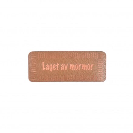 Norsk Label "Laget av Mormor" Imiterat l�der Brun 5x2 cm - 1 st
