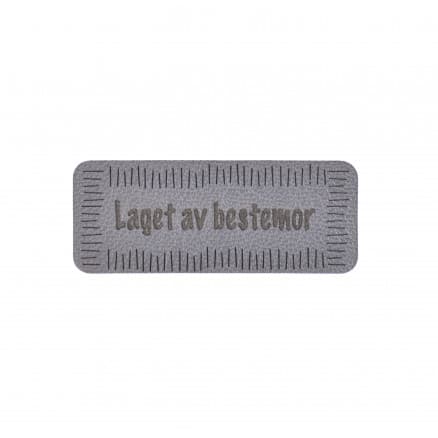 Norsk Label "Laget av Bestemor" Imiterat läder Grå 5x2 cm - 1 st