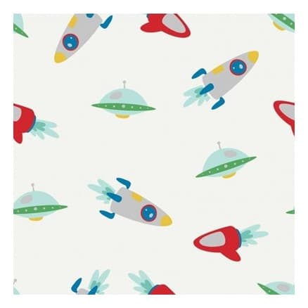 Bomullsjersey Print Tyg 150cm 007 Raketer - 50cm