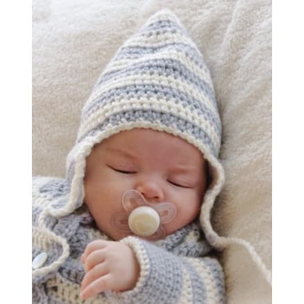 Â Baby Blues Hat by DROPS Design - Babymössa virkmönster str. 0/3 mdr - 2/4 år