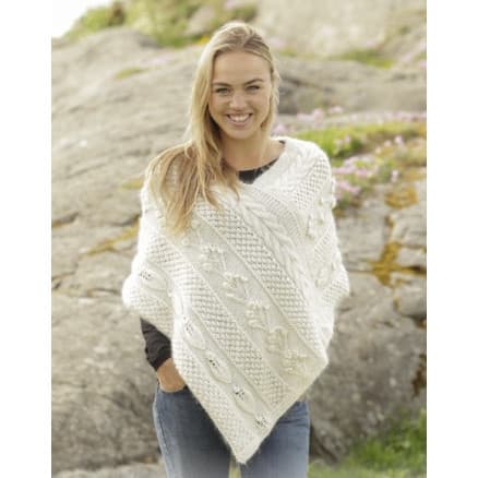 Snow Beads by DROPS Design - Poncho Stick-mönster strl. S/M - XXL/XXXL