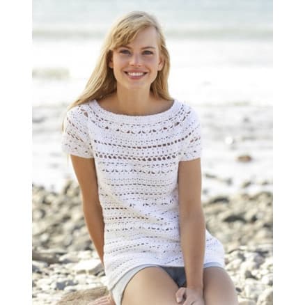 Seashore Bliss Topp by DROPS Design - Topp Virk-mönster strl. S - XXXL