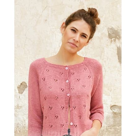 Raspberry Kiss by DROPS Design - Jacka stickmönster str. S - XXXL