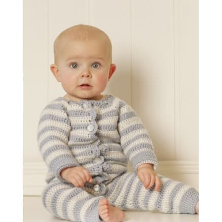 Baby Blues by DROPS Design - Baby Heldräkt Virk-mönster strl. 0/1 mdr - 3/4 år