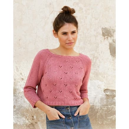 Raspberry Kiss Jumper by DROPS Design - Tröja stickmönster str. S - XXXL